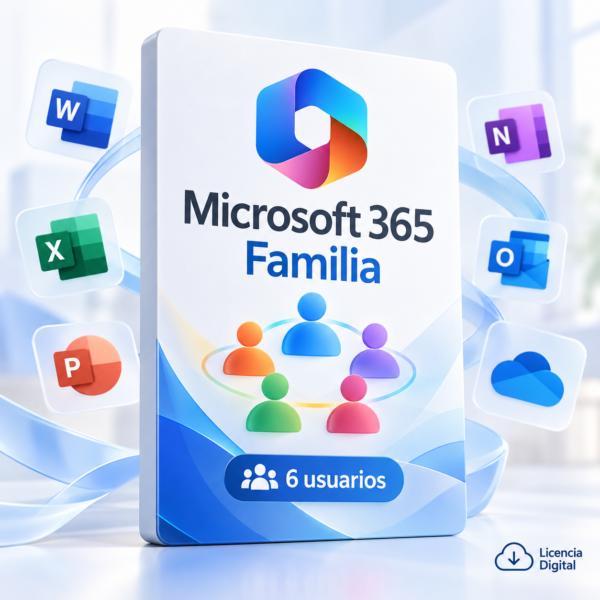 Microsoft 365 Familia, clave digital para 6 usuarios